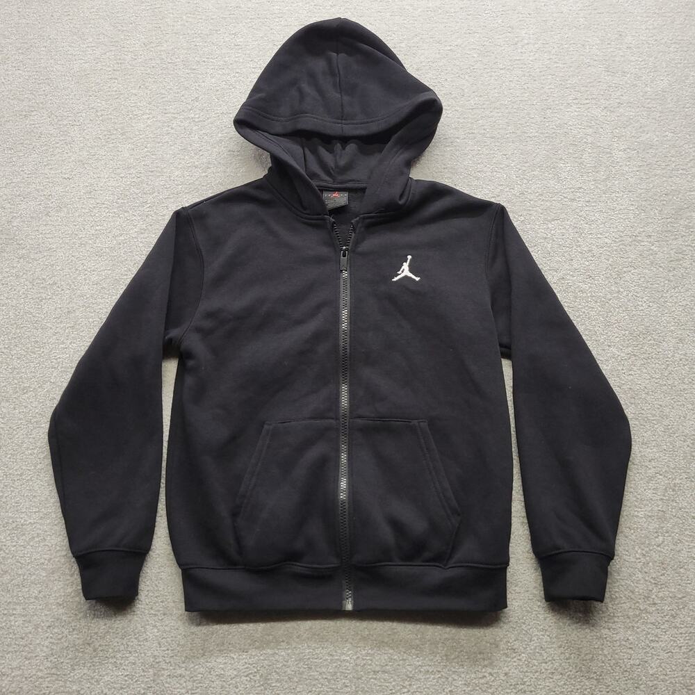 Nike Air Jordan Jumpman Youth M 10-12 Full Zip Hoodie Black Fleece Sweatshirt